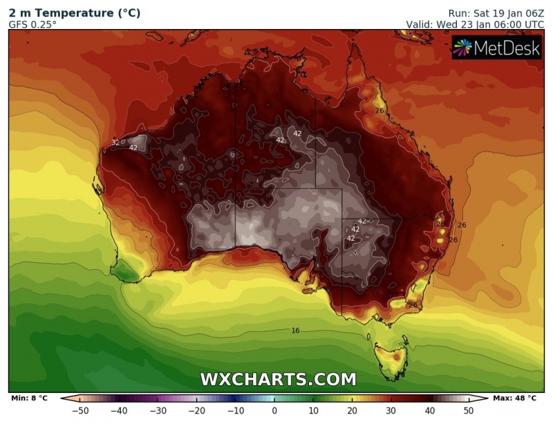 caldo australia 23 gennaio