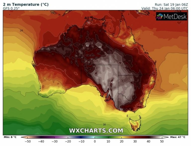 caldo australia 24 gennaio