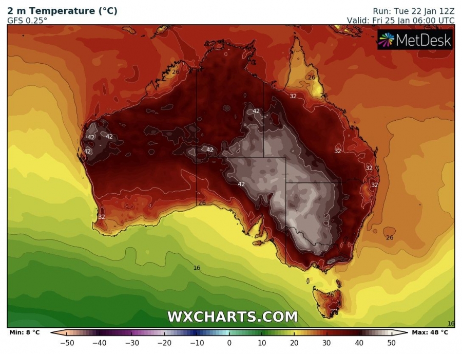 caldo australia 25 gennaio