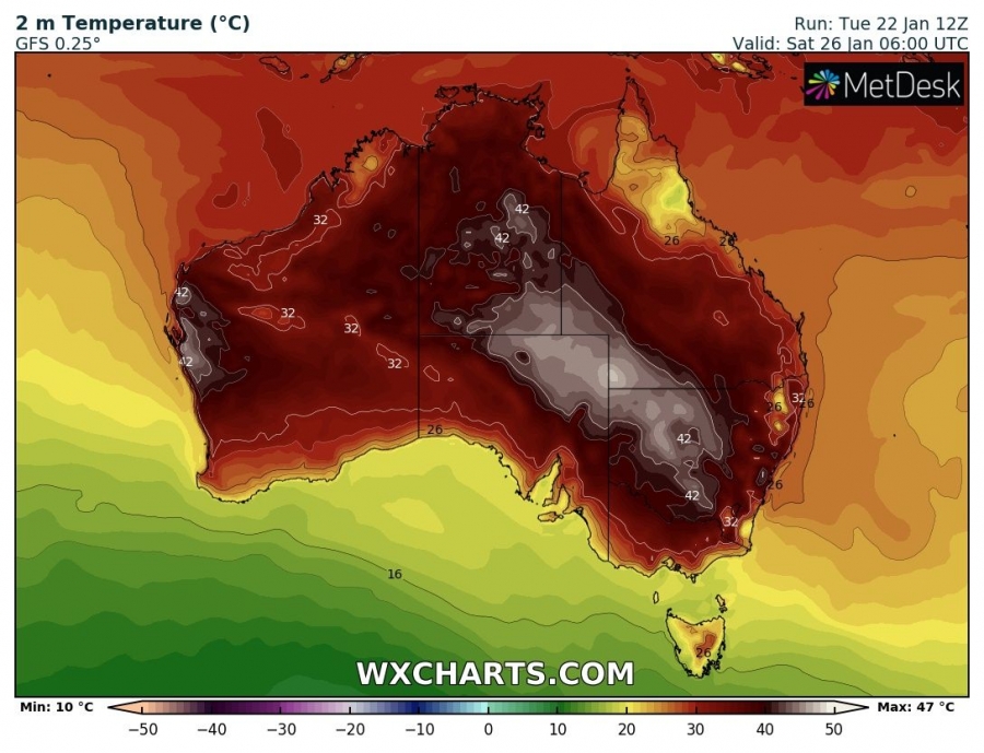caldo australia 26 gennaio
