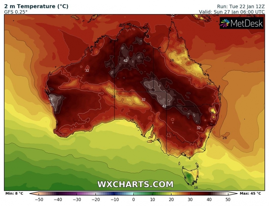 caldo australia 27 gennaio