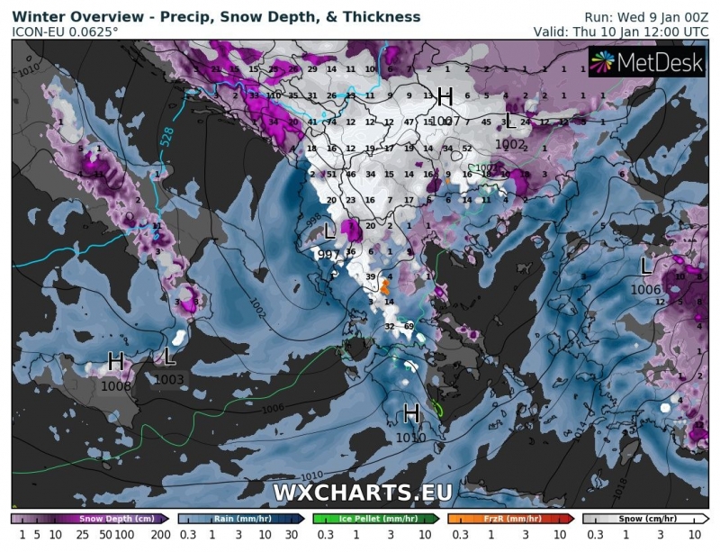 previsioni freddo neve balcani 10 gennaio