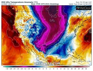 previsioni meteo freddo canada usa 29 gennaio anomalia termica