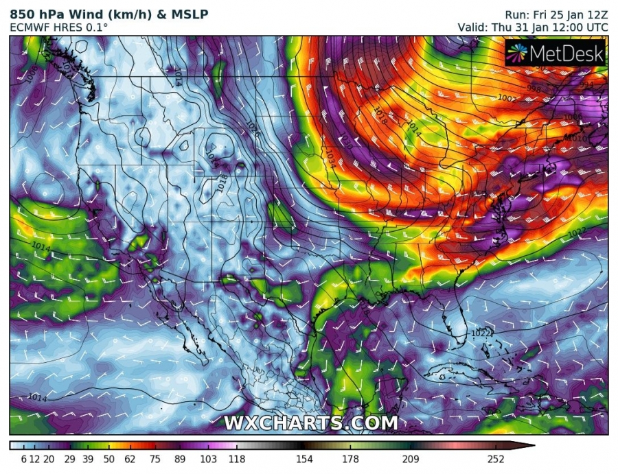 previsioni meteo freddo canada usa 31 gennaio vento