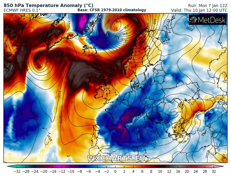 previsioni meteo freddo europa 10 gennaio anomalia termica