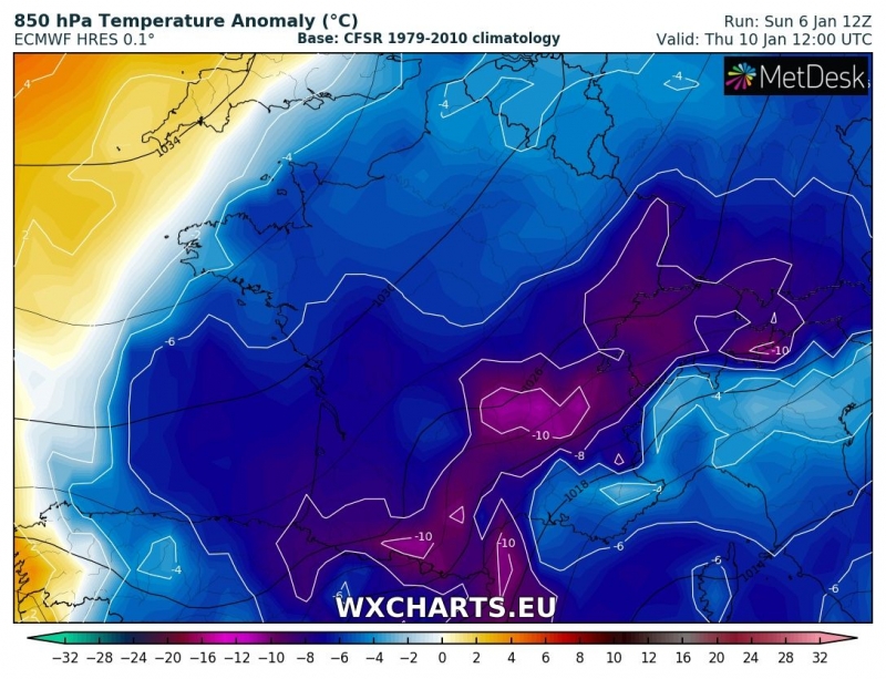 previsioni meteo freddo europa 10 gennaio anomalia termica
