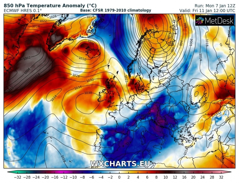 previsioni meteo freddo europa 11 gennaio anomalia termica