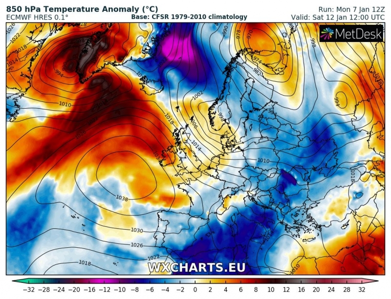 previsioni meteo freddo europa 12 gennaio anomalia termica