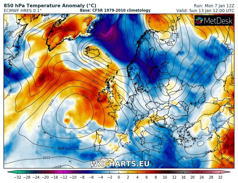 previsioni meteo freddo europa 13 gennaio anomalia termica