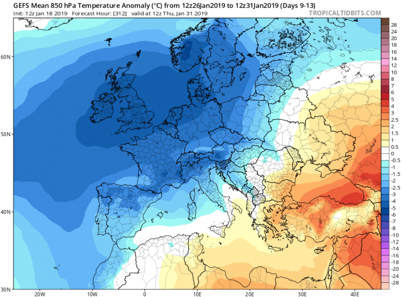previsioni meteo freddo europa 31 gennaio anomalia termica