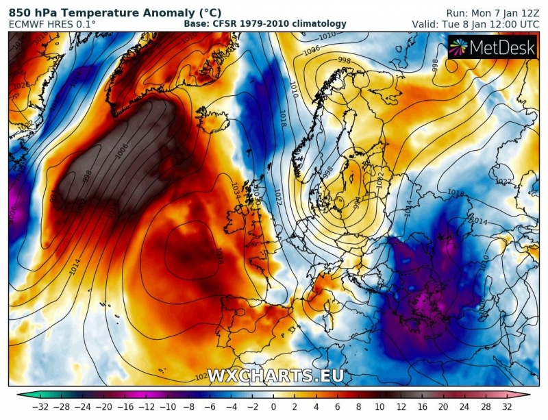 previsioni meteo freddo europa 8 gennaio anomalia termica