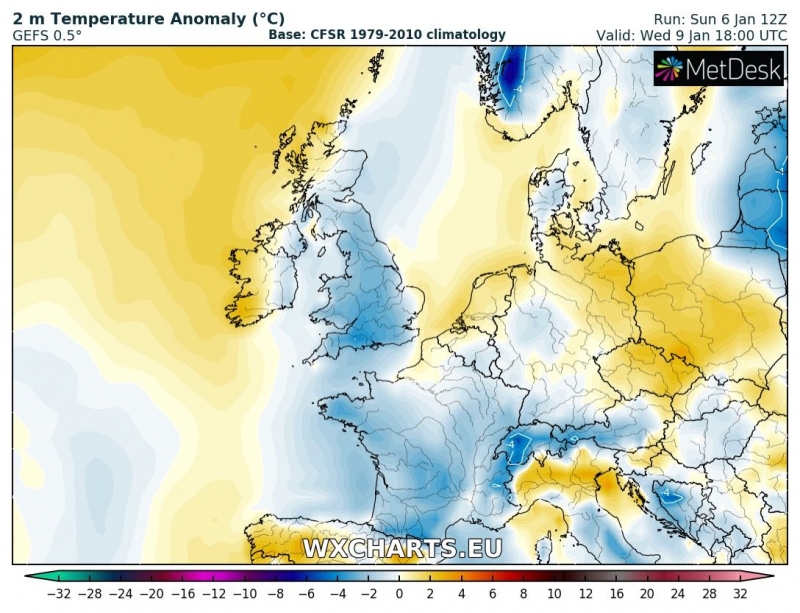 previsioni meteo freddo europa 9 gennaio anomalia termica