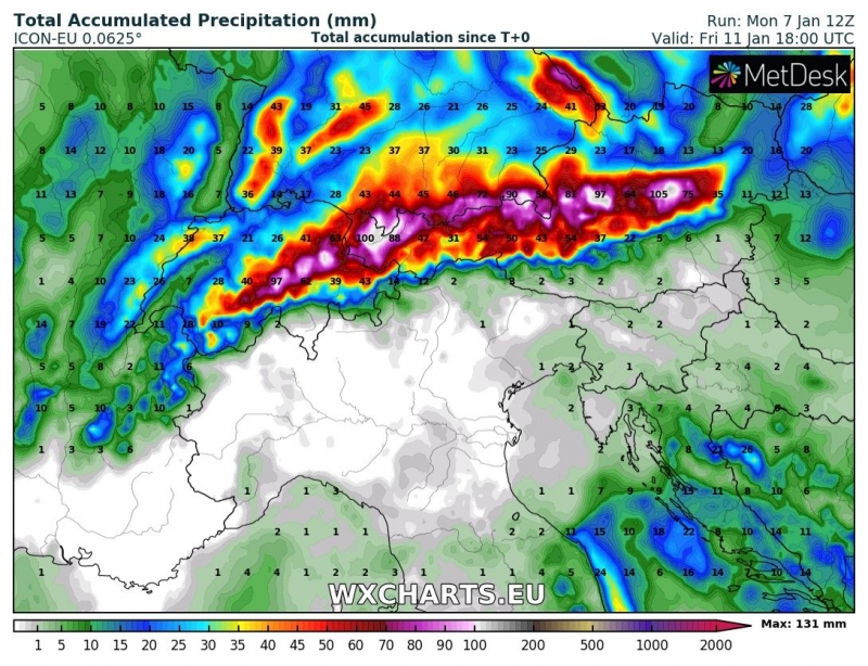 previsioni meteo freddo neve europa 11 gennaio precipitazioni totali