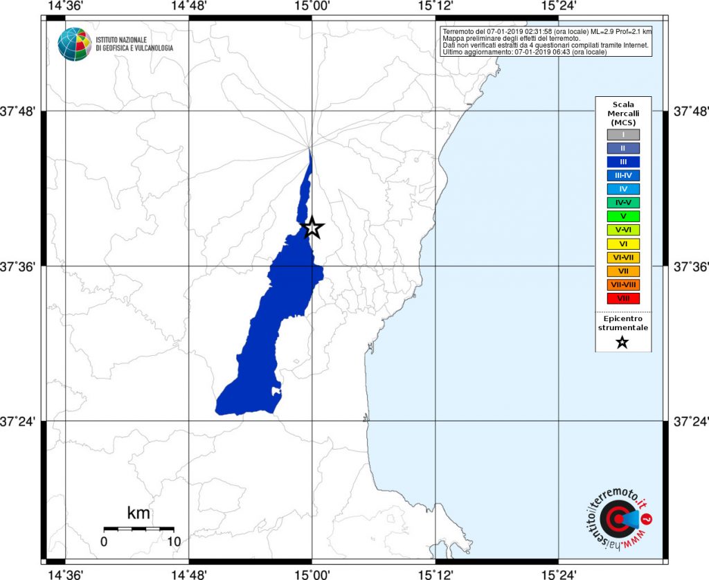 terremoto etna catania