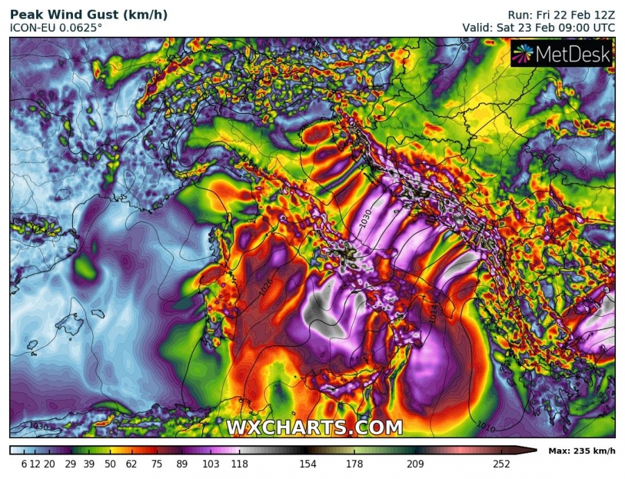 allerta meteo vento italia 23 febbraio