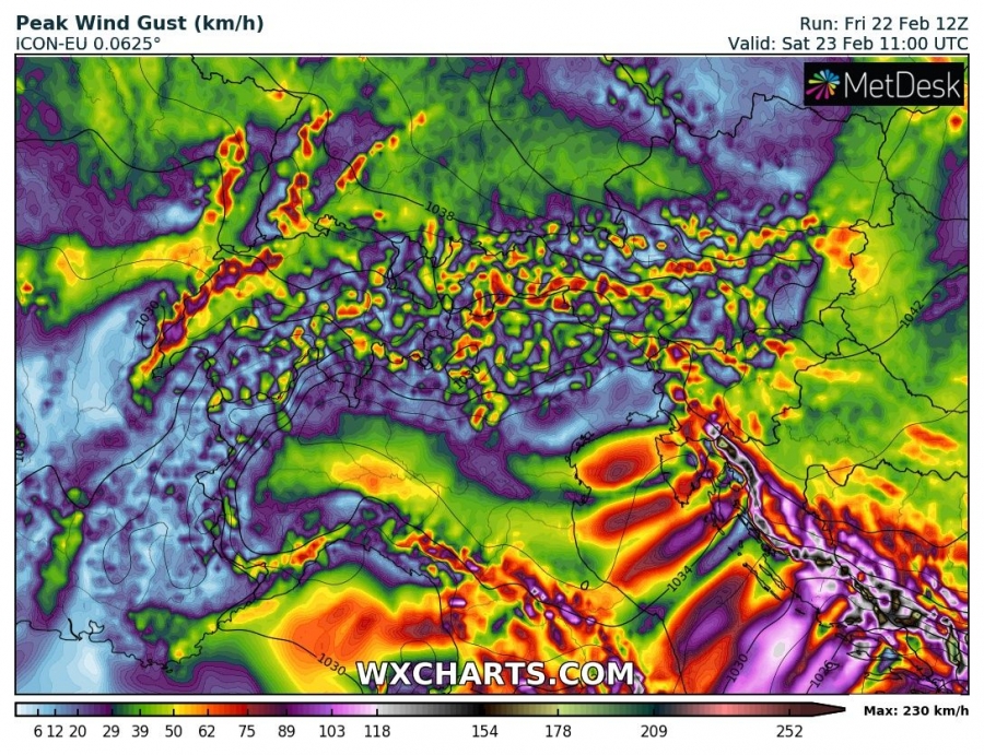 allerta meteo vento italia 23 febbraio