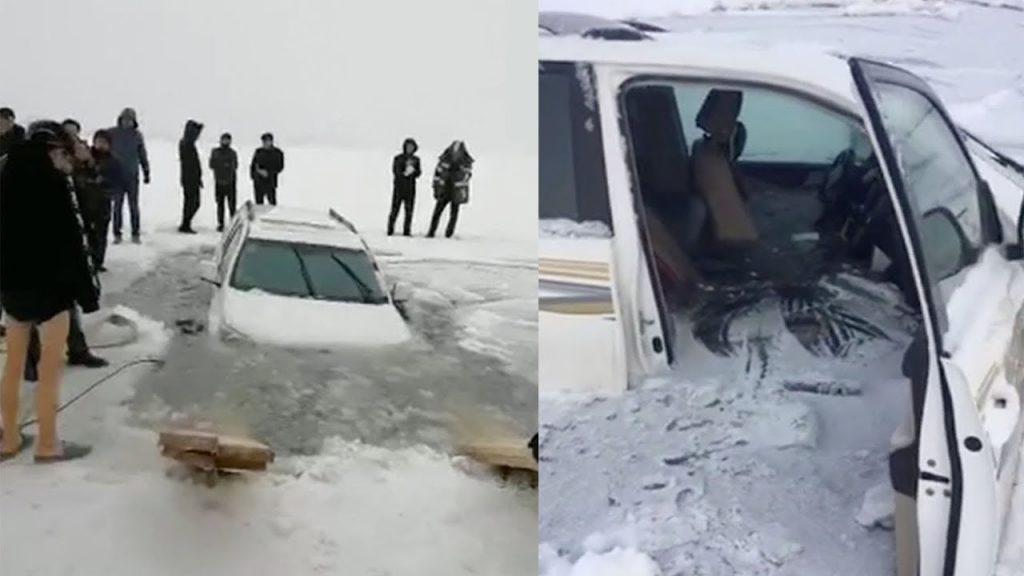 auto sprofonda lago ghiacciato