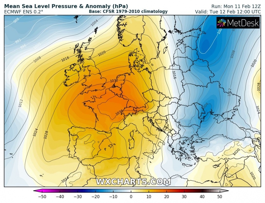 previsioni meteo caldo europa 12 febbraio pressione