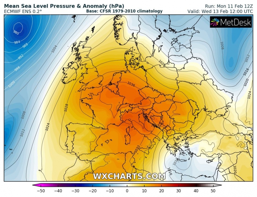 previsioni meteo caldo europa 13 febbraio pressione
