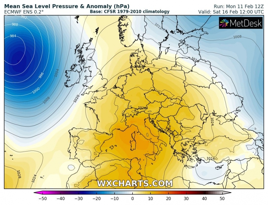 previsioni meteo caldo europa 16 febbraio pressione
