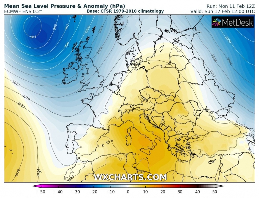previsioni meteo caldo europa 17 febbraio pressione