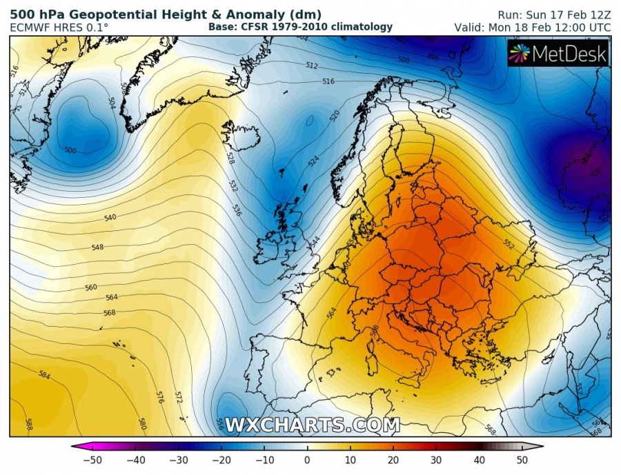 previsioni meteo caldo europa 18 febbraio
