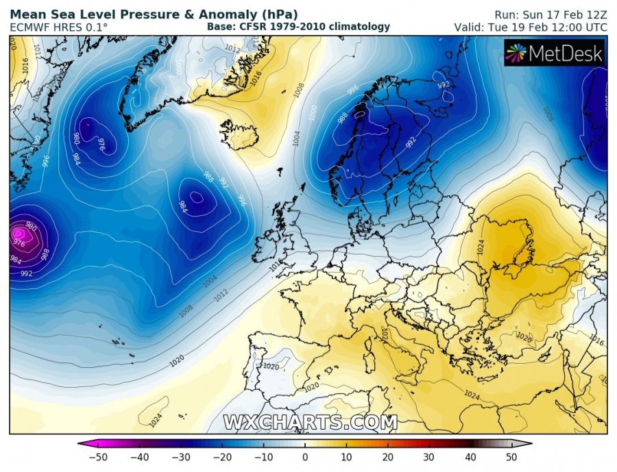 previsioni meteo caldo europa 19 febbraio pressione