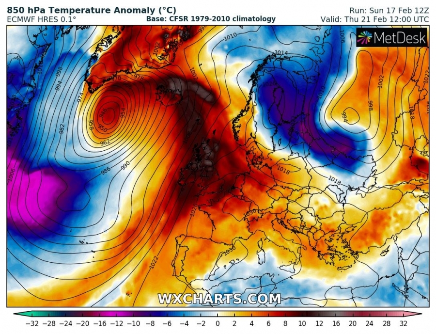 previsioni meteo caldo europa 21 febbraio anomalia termica
