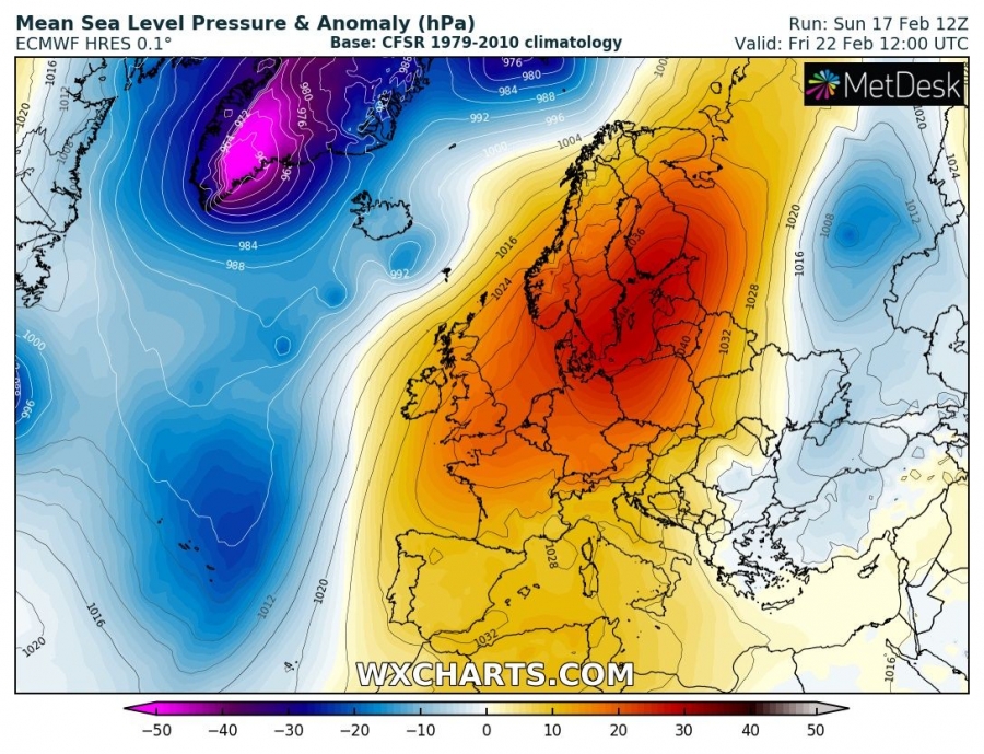 previsioni meteo caldo europa 22 febbraio pressione