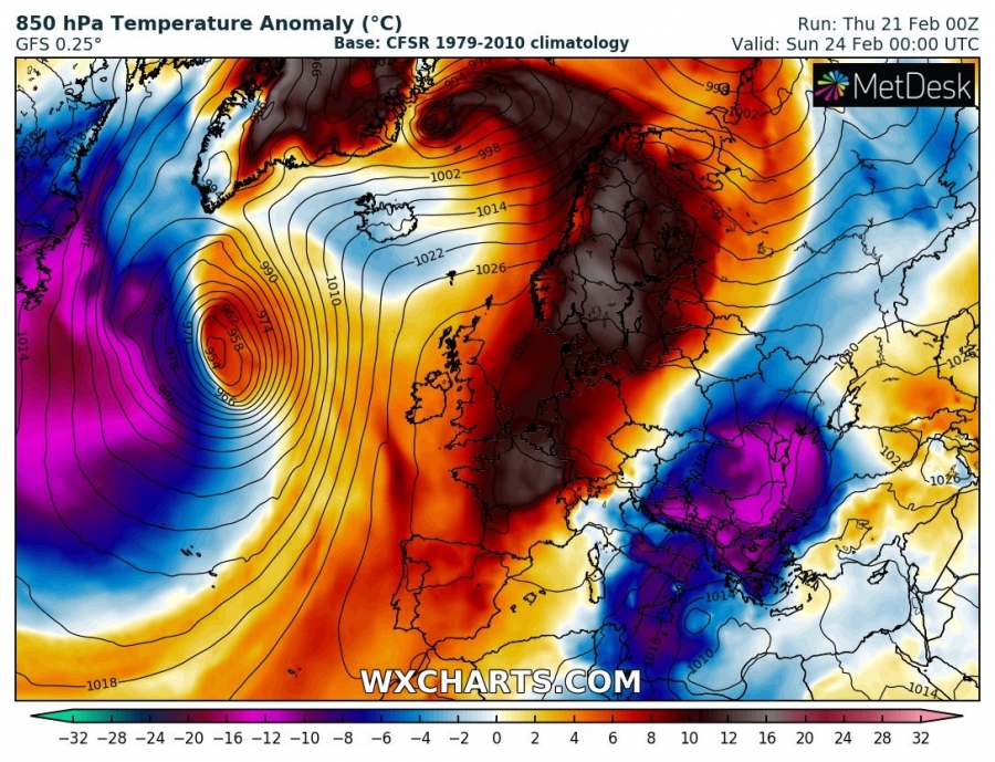 previsioni meteo caldo europa 24 febbraio anomalia termica