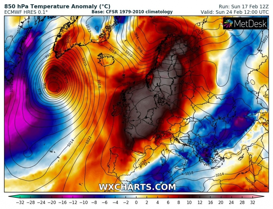 previsioni meteo caldo europa 24 febbraio anomalia termica
