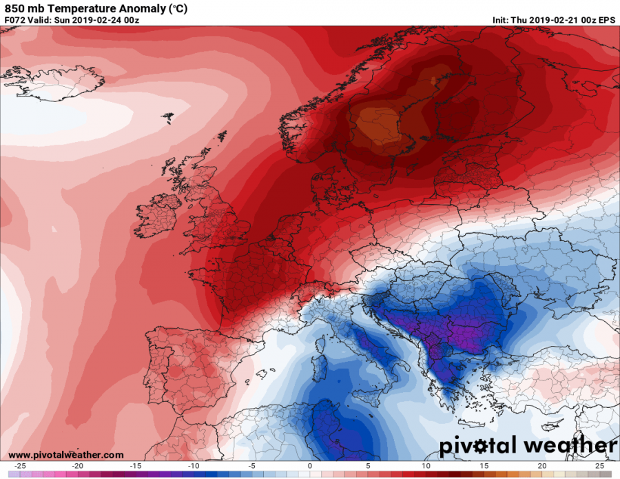 previsioni meteo caldo europa 24 febbraio anomalia termica