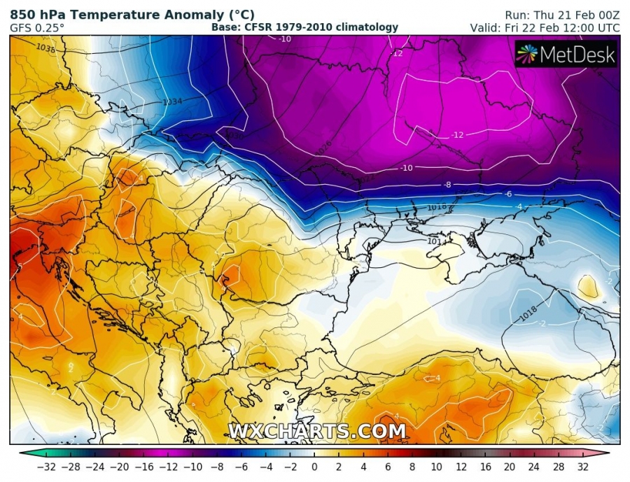previsioni meteo europa 22 febbraio anomalia termica 2