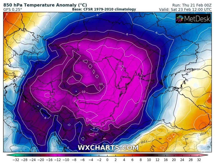previsioni meteo europa 23 febbraio anomalia termica 3