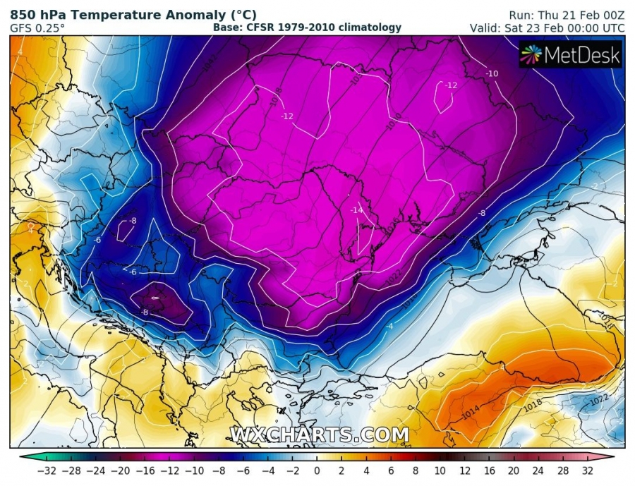 previsioni meteo europa 23 febbraio anomalia termica