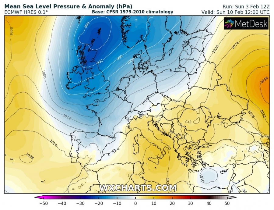 previsioni meteo europa caldo 10 febbraio pressione