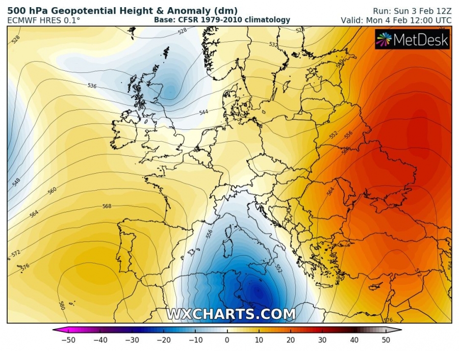 previsioni meteo europa caldo 4 febbraio