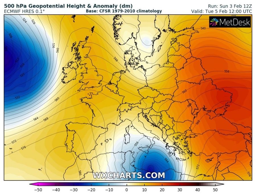 previsioni meteo europa caldo 5 febbraio
