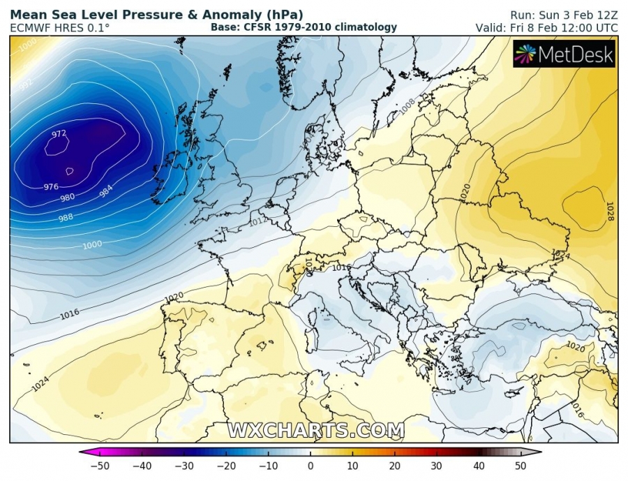 previsioni meteo europa caldo 8 febbraio pressione