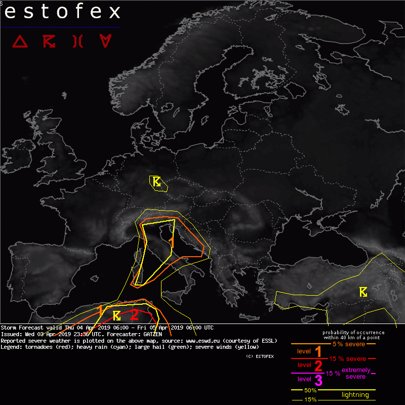 allerta meteo estofex 4 aprile