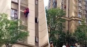 donna alzheimer scende edificio mani nude