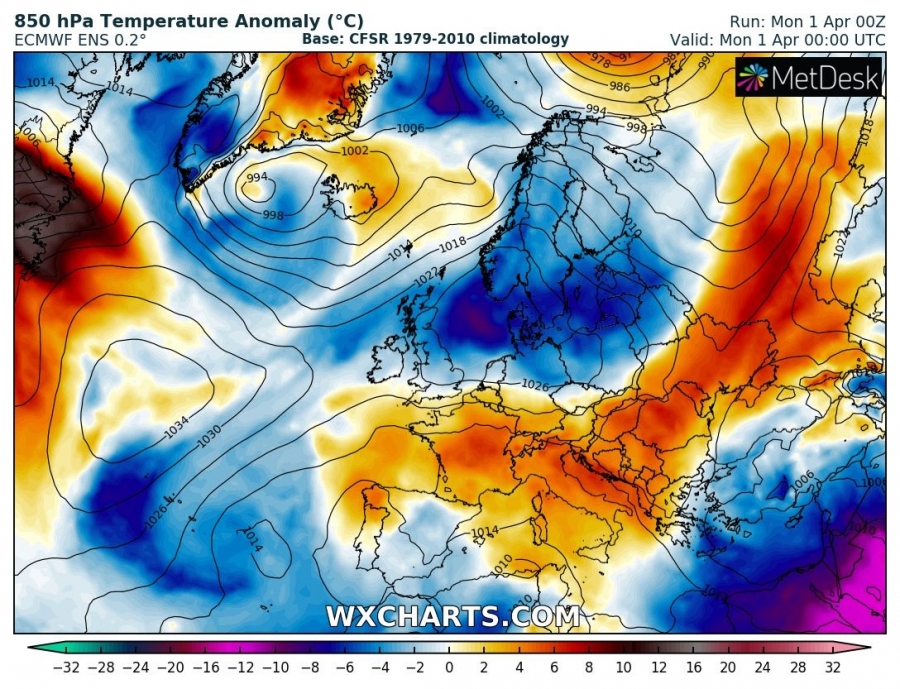 previsioni meteo europa 1 aprile anomalia termica