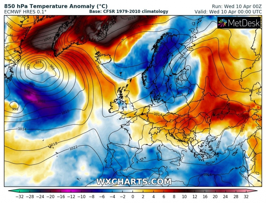 previsioni meteo europa 10 aprile anomalia termica
