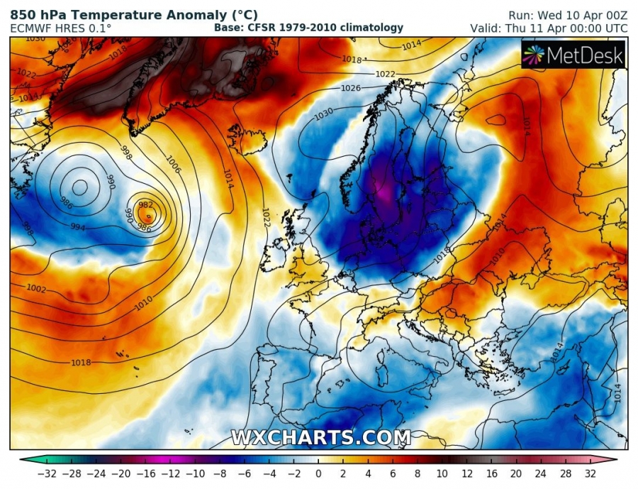 previsioni meteo europa 11 aprile anomalia termica