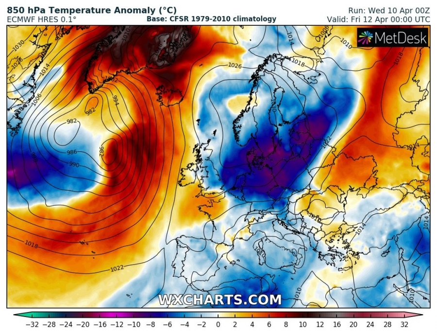 previsioni meteo europa 12 aprile anomalia termica