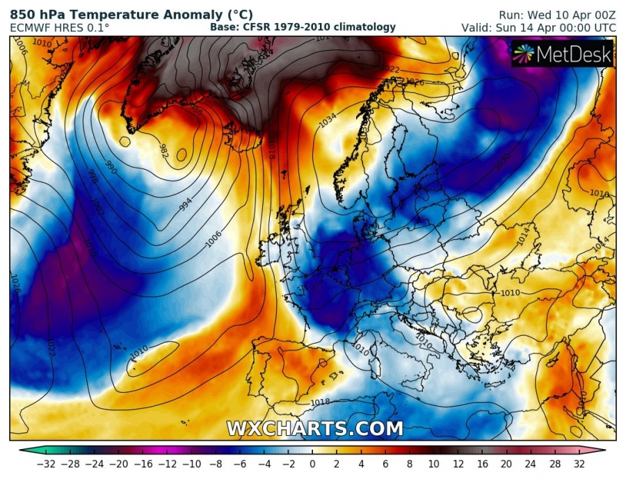 previsioni meteo europa 14 aprile anomalia termica