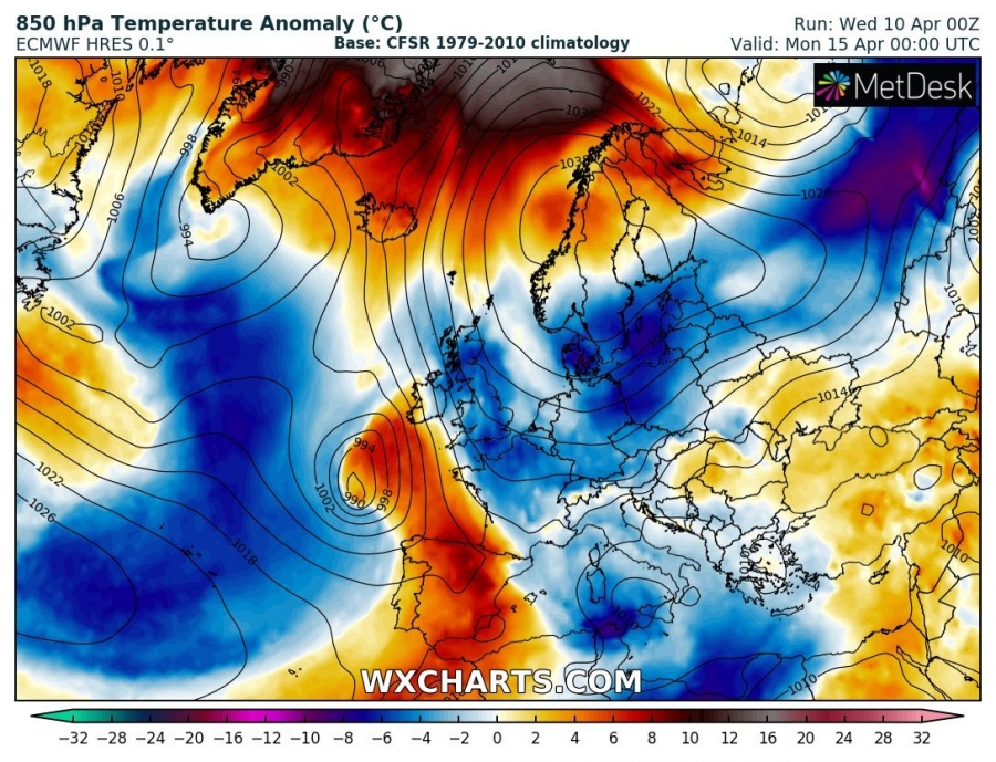 previsioni meteo europa 15 aprile anomalia termica