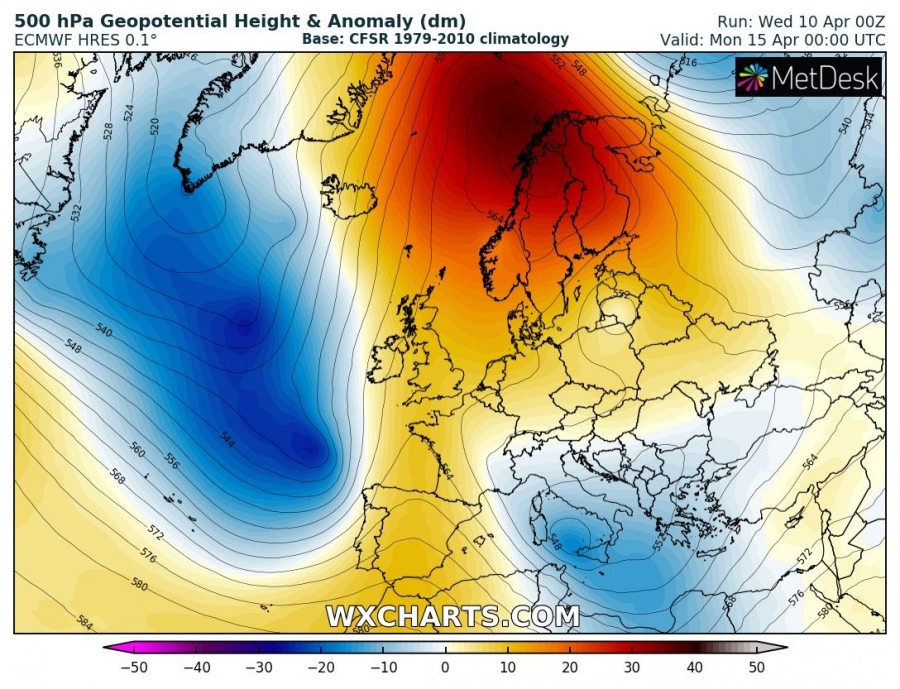 previsioni meteo europa 15 aprile anomalia termica