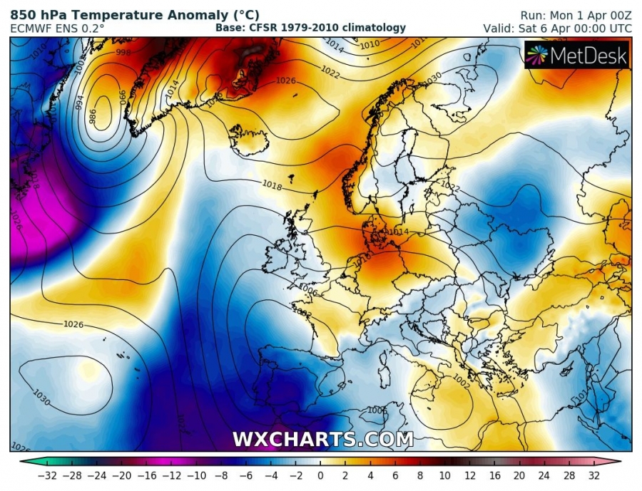previsioni meteo europa 6 aprile anomalia termica