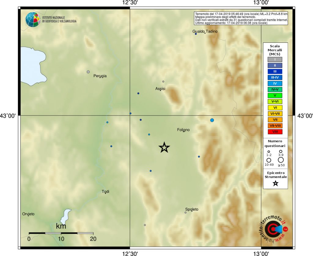 terremoto Montefalco Perugia